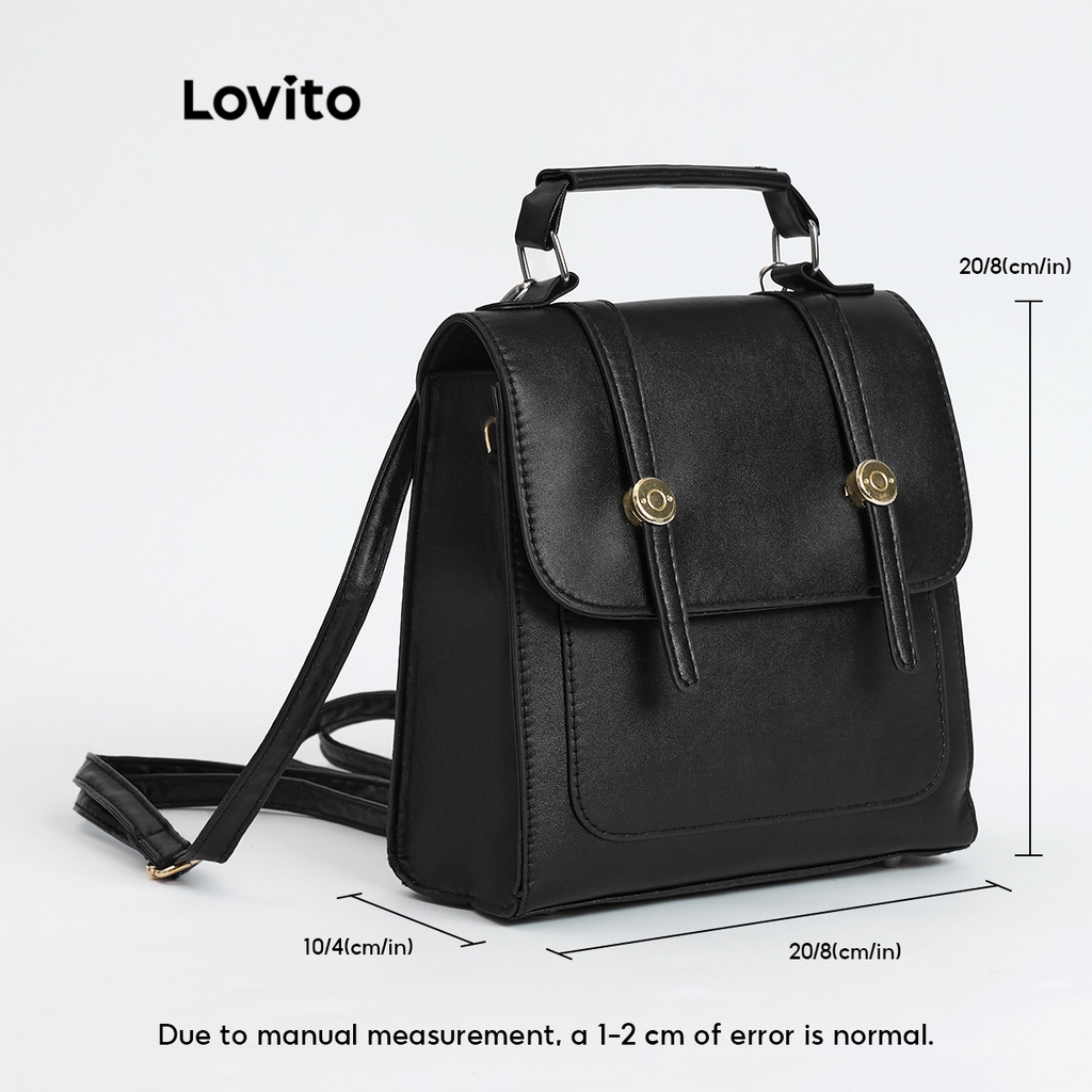 Balo Lovito màu trơn phối kim loại phong cách Preppy cho nữ L60AD122