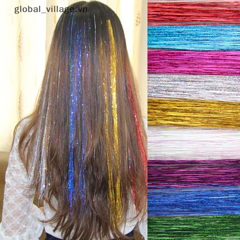 120 sợi dây buộc tóc bling silk hair flare strands glitter rain hair decor