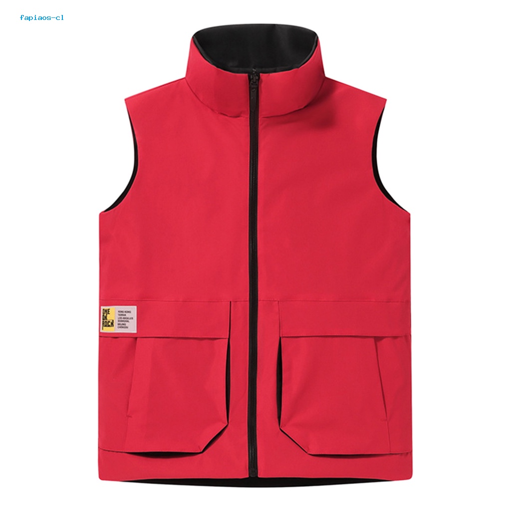 Fa men zipper closure áo ghi lê dây kéo vest outwear nam xuân thu cổ đứng dây kéo áo ghi lê đa năng phong cách và thiết thực vest để câu cá chụp ảnh chiều dài