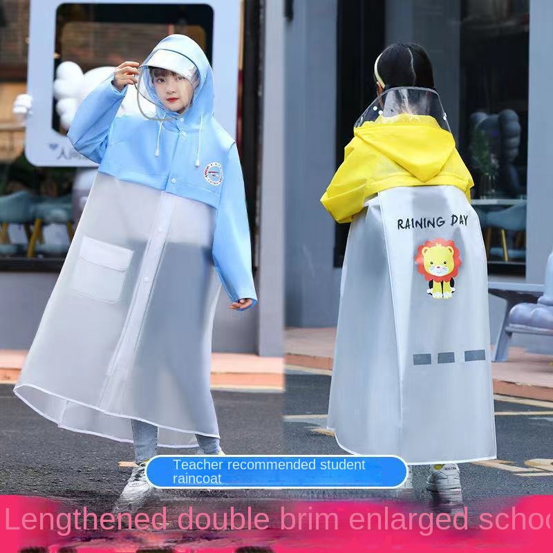 Áo khoác đi xe máy áo mưa trẻ em nữ sinh loại dài toàn thân chống mưa túi đi học trẻ em dây kéo poncho không thấm nước