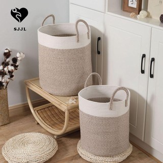 Giỏ giặt SJJL dây cotton dệt đựng quần áo sắp xếp gọn gàng trang trí nội thất