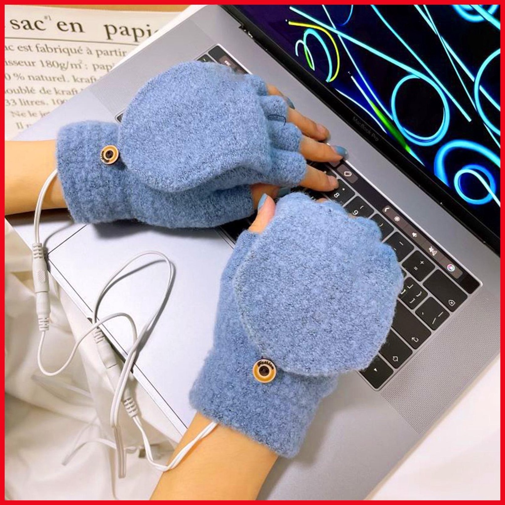 Găng tay sưởi ấm găng tay sưởi usb có thể sạc lại cho phụ nữ và nam giới thoải mái găng tay mùa đông có sưởi ấm đầy đủ & nửa ngón tay iadvn