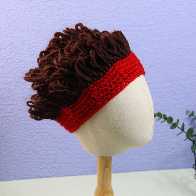 Nón mũ tóc xoăn dễ thương nam và nữ tóc giả trẻ em đầu nổ cá nhân hóa mũ len vui nhộn