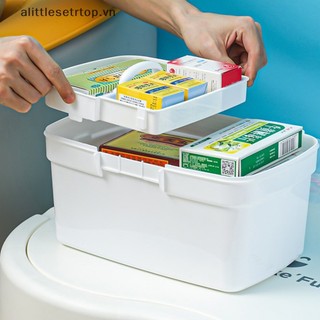 Alittlesetrtop plastic multi-function family emergency box portable first aid kit storage organizer box with handle medicine chest tools.