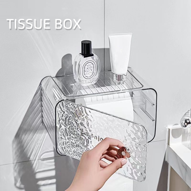 Nhà vệ sinh trong suốt treo tường hộp đựng khăn giấy không thấm nước hộp giấy vệ sinh giấy cuộn giấy 2-trong-1 giá lưu trữ
