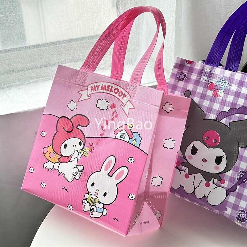 Anime kuromi storage bags kawaii sanrio mymelody cinnamoroll nhật bản cartoon gift túi non-woven bags shopping tote bags