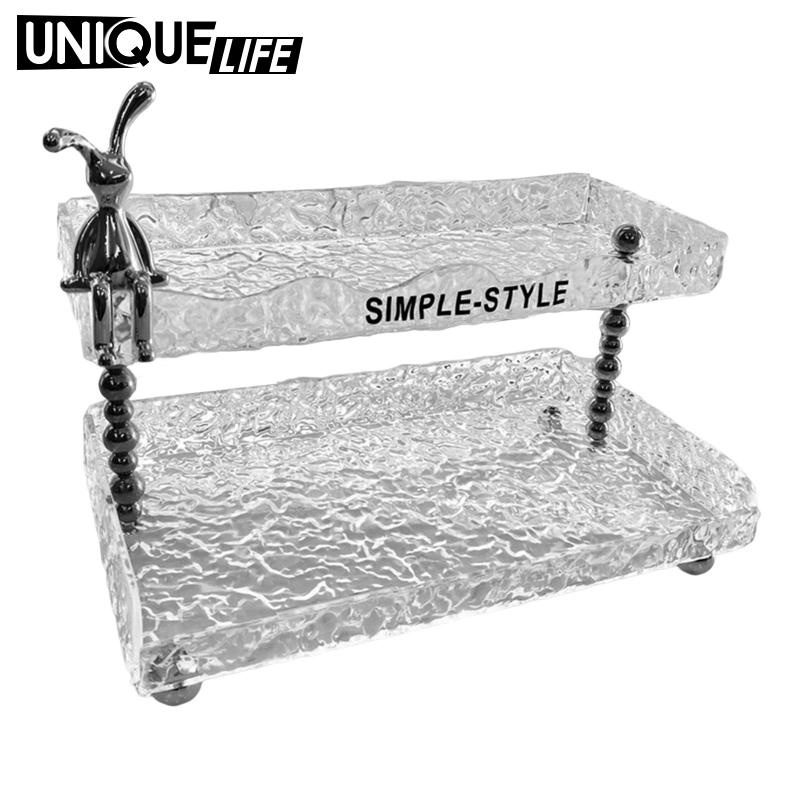 Khay trang điểm trưng bày phòng tắm vanity cho trang sức nước hoa chăm sóc da Kệ để đồ phòng tắm 2 tầng Acrylic kệ mỹ phẩm để bàn trong suốt