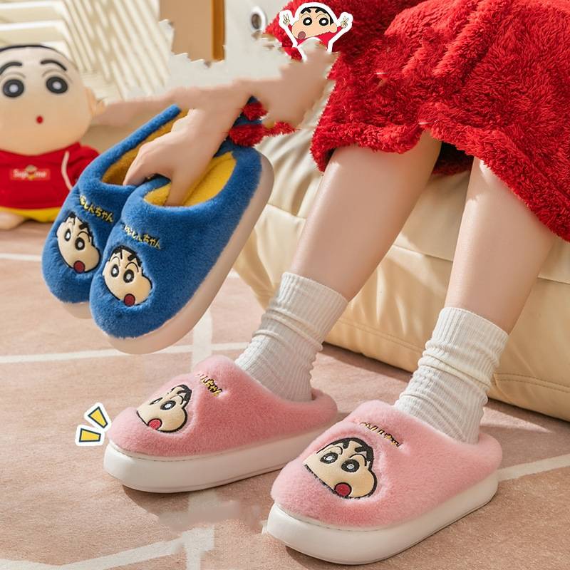 Sy2 crayon shin-chan những người yêu thích ấm áp dễ thương phim hoạt hình sang trọng dép mềm trong nhà chống trượt sàn phòng ngủ giày mùa đông ys2