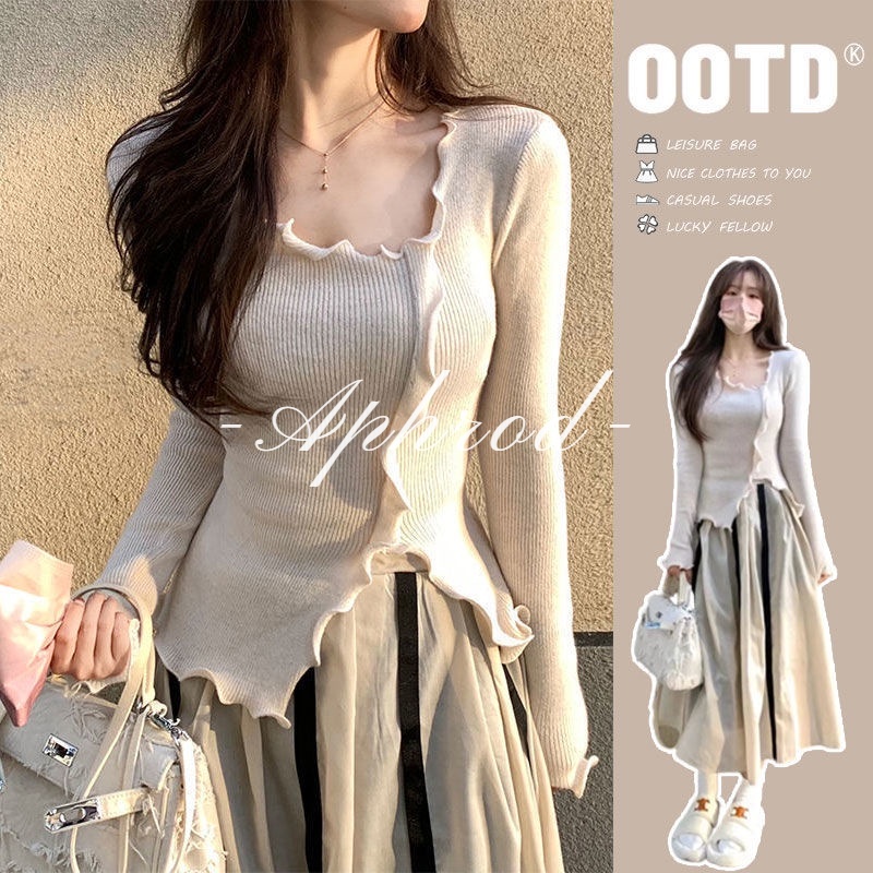Aphrod áo len dệt kim bên trong mới của phụ nữ áo len mỏng phía dưới ngọt ngào tinh khiết desire wind top
