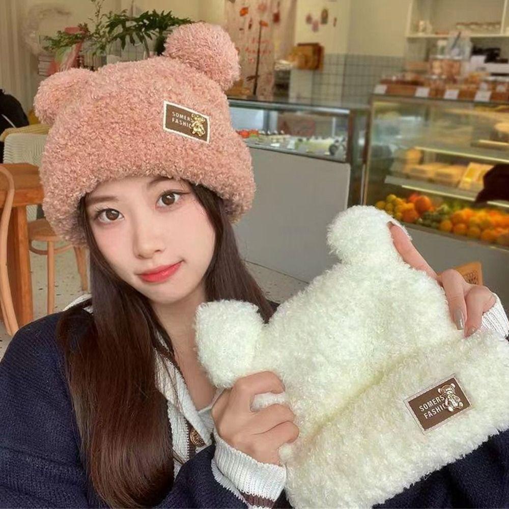 Muvako Mũ beanie Vải Bông Giữ Ấm Tai Gấu Dễ Thương Thời Trang Mùa Đông