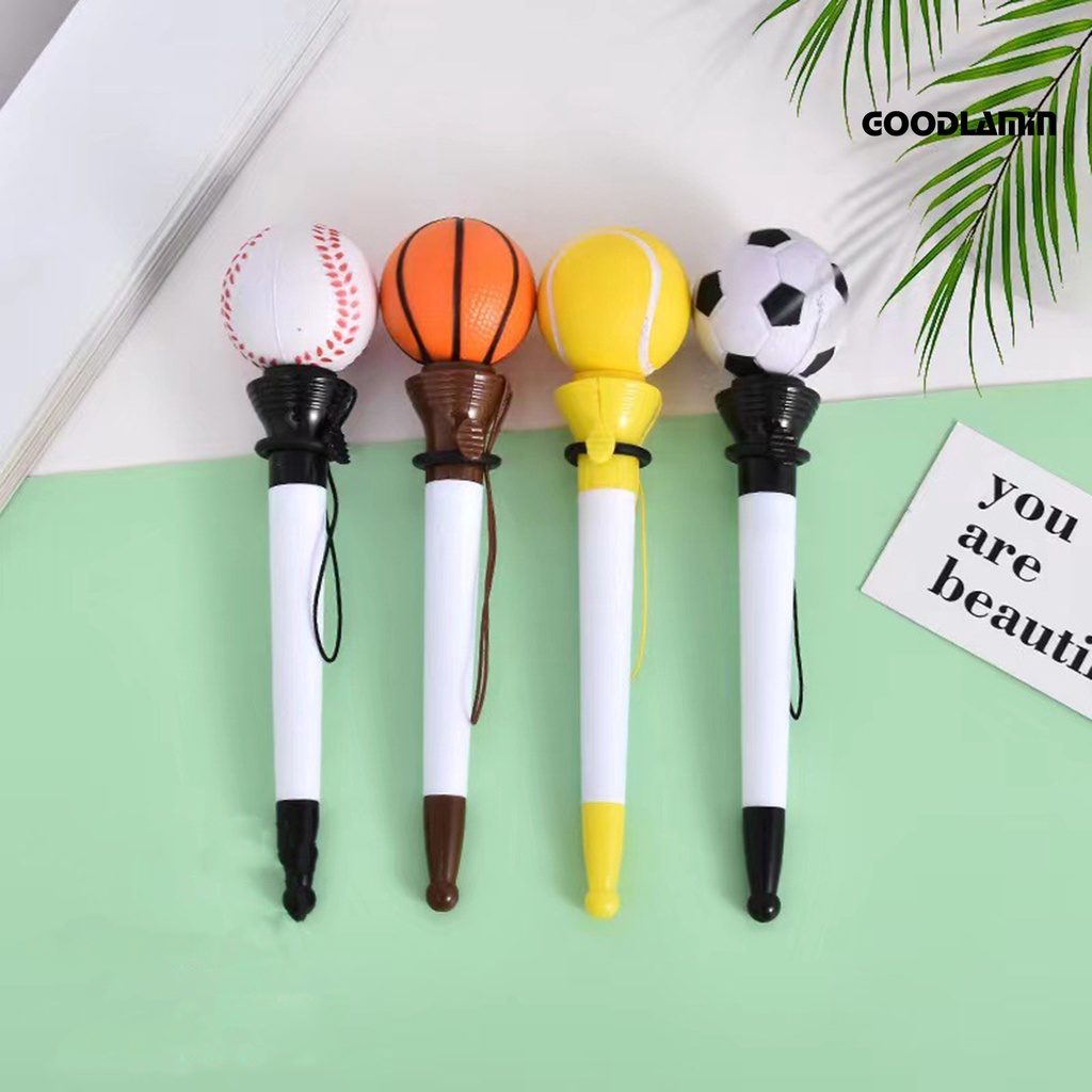Goodlawjcj bút bi sáng tạo bóng rổ bóng đá tennis hình dạng bóng chuyền giải nén bounce popup bút trung tính