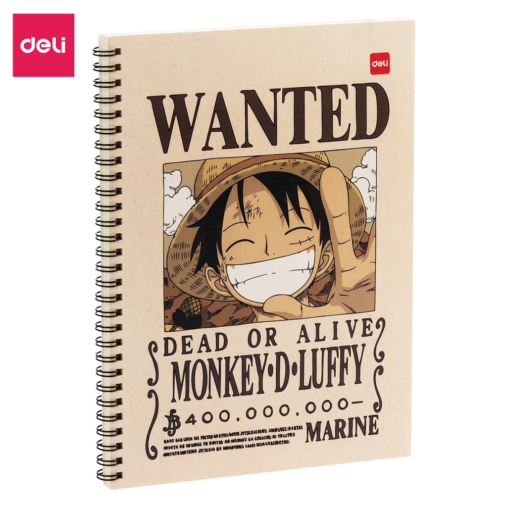 Sổ gáy xoắn kẻ ngang Deli - Họa tiết One Piece, Khổ kẻ ngang, B5 120 trang màu ngẫu nhiên - EN004