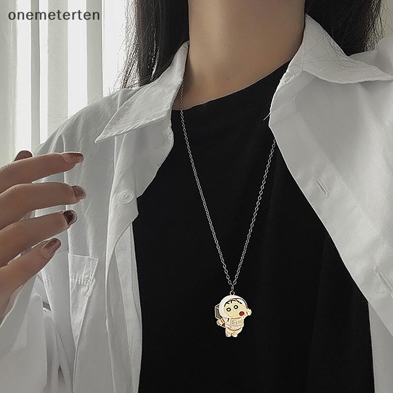 Rten kawaii phi hành gia bút chì màu shin chan vòng cổ ins phong cách hip hop trẻ em vui nhộn mặt dây chuyền hoạt hình đa năng cho nam giới nữ dây chuyền áo len n