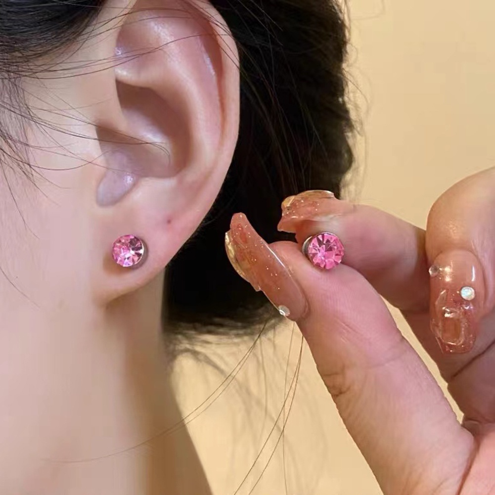 1 Cặp Bông Tai Nam Châm Hình Đôi Môi Đính Kim Cương Màu Sắc Kẹo