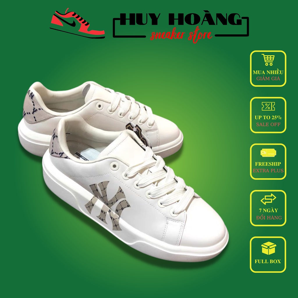 Giày thể thao nam nữ MLB NY màu vàng Full Box - Giày NY độn đế tăng chiều cao nam nữ cao cấp hot tre