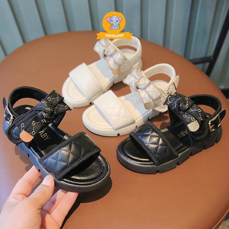 Dép Sandal Cho Bé Gái, Quai Hậu Dán Có Nơ Phong Cách Hàn Quốc Siêu Nhẹ Êm Chống Trượt | V982