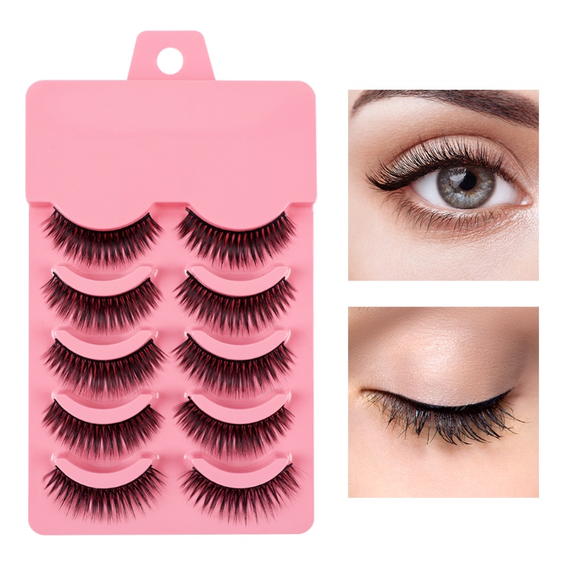 [Hàng mới về] Bộ 5 Cặp Lông Mi Giả Ngắn 3D Trang Điểm Hàng Ngày Tiện Dụng Cho Nữ