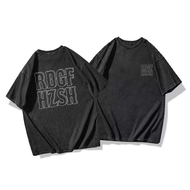 NRVP Áo Thun Đen 100% Cotton Tay Ngắn Dáng Rộng In Hoạ Tiết Độc Đáo