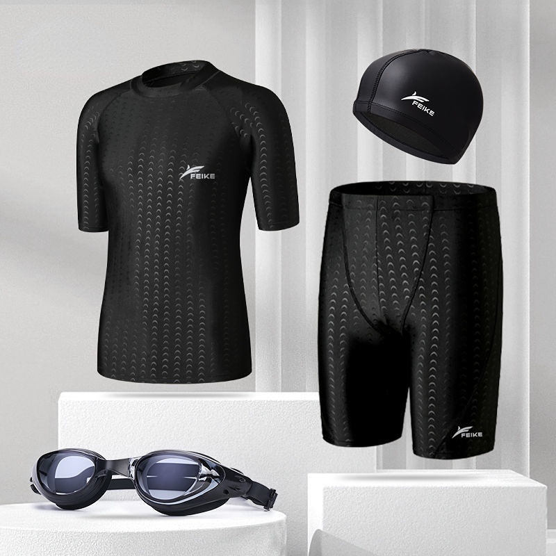 Bộ Đồ Bơi / Kính Bơi / Mũ Bơi Giả Da Cá Mập Nhanh Khô Chuyên Nghiệp Cho Nam