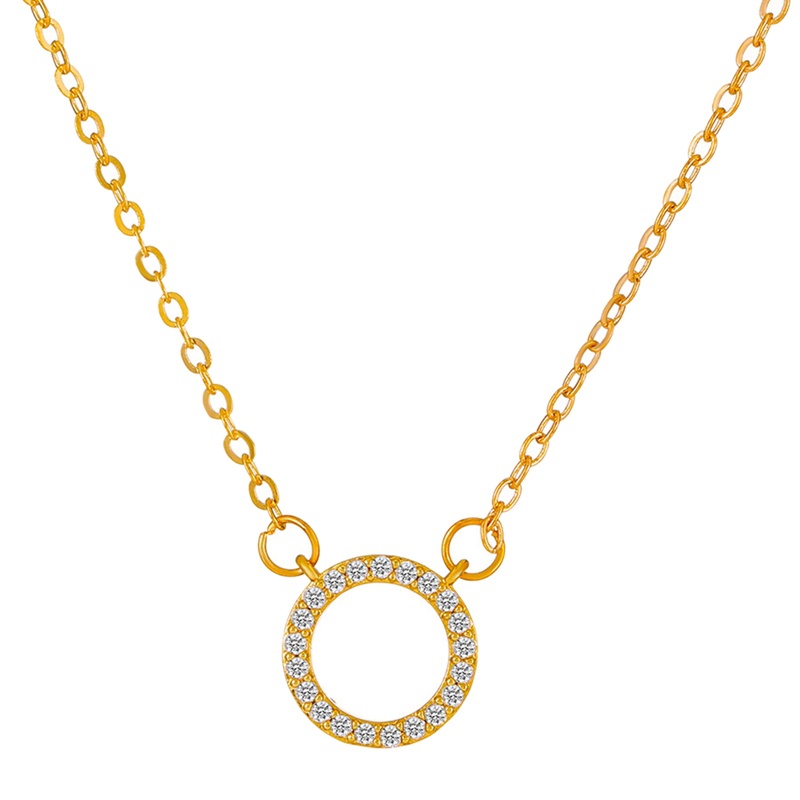 Vòng cổ Mặt Tròn Nhỏ Đính Đá Zircon Đơn Giản Sang Trọng Cho Nữ