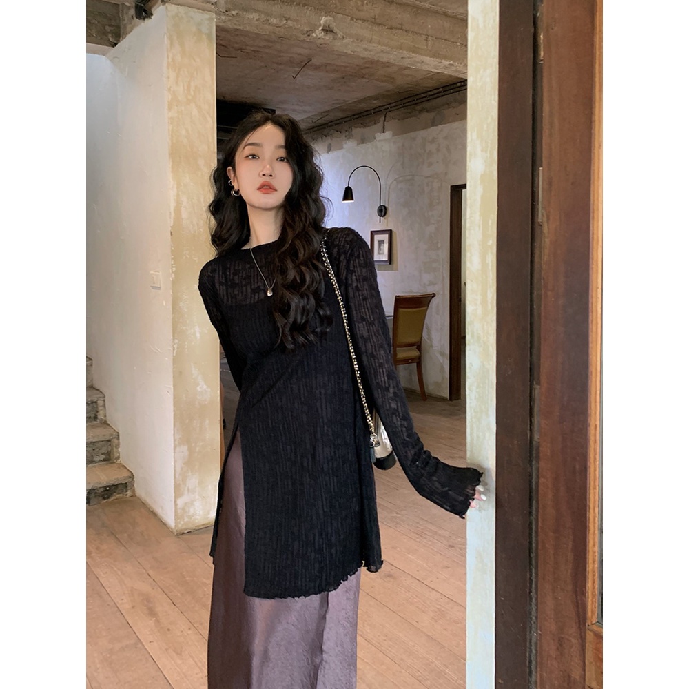 Áo Thun Dài Tay Điều Hòa Nhiệt Độ Mỏng Màu Trắng Kiểu Pháp