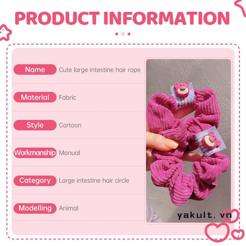 Dây buộc tóc bằng cao su trang trí hình gấu dâu tây dễ thương phong cách Nhật Bản