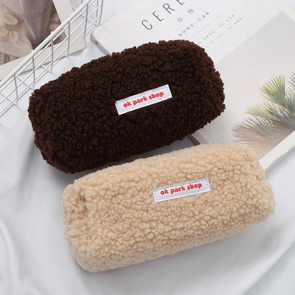 Túi Đựng Đồ Văn Phòng Phẩm Hình Vuông Cỡ Lớn Phối Lông Dễ Thương W7G7