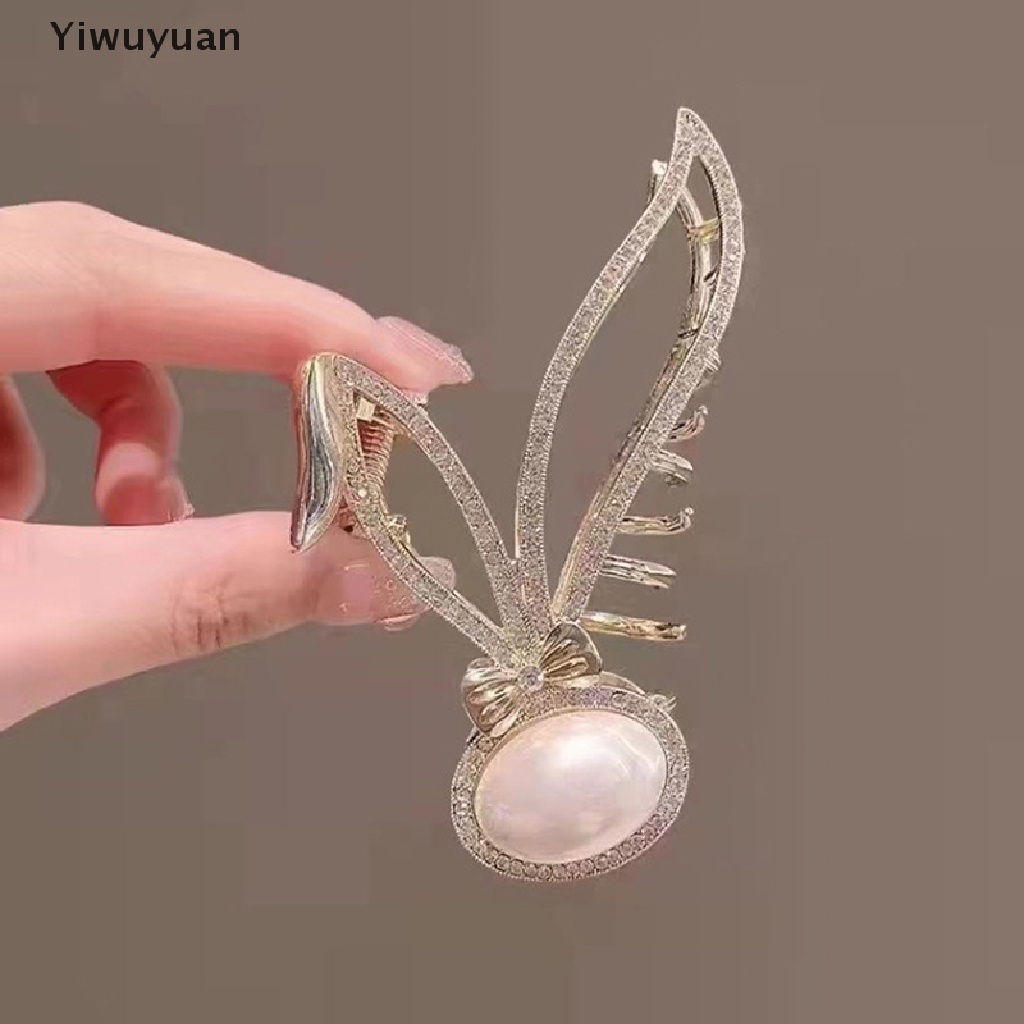 < Yiwuyuan > Kẹp Tóc Đuôi Ngựa Hình Tai Thỏ Đính Pha Lê Thanh Lịch Cho Nữ Giảm Giá