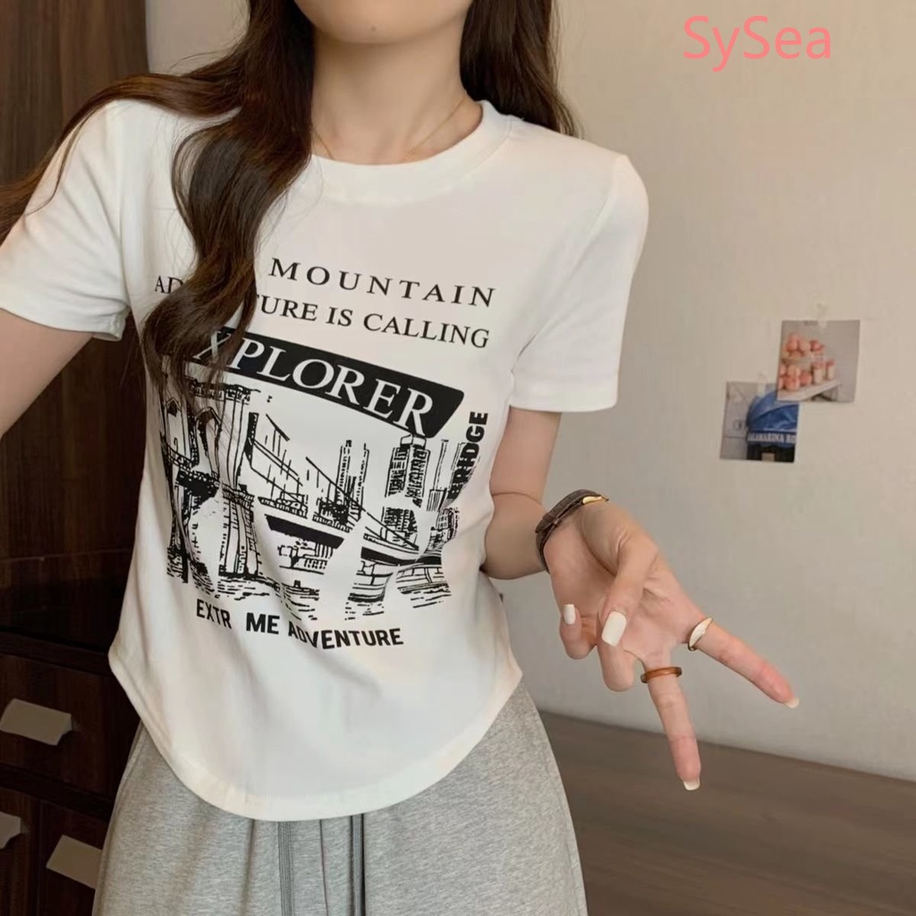 Áo Sơ Mi Ngắn In Họa Tiết Phong Cách Mỹ Cổ Điển Thời Trang Mùa Hè Dành Cho Nữ