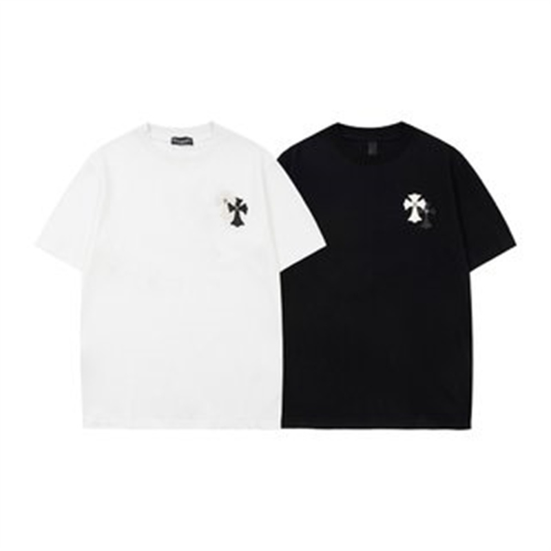 Áo Thun Tay Ngắn Chất Liệu Cotton Và Da Màu Trắng / Đen Thời Trang Cho Nam Và Nữ