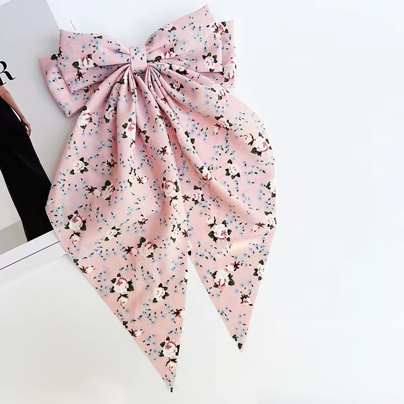 Kẹp Tóc Nơ Lớn Họa Tiết Hoa Xinh Xắn Phong Cách Thời Trang 2023