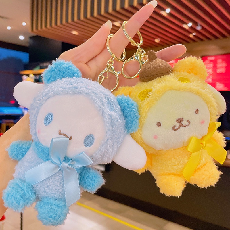 SANRIO Móc Chìa Khóa Hình Búp Bê Kuromi Hello Kitty Cinnamoroll Nhồi Bông Dễ Thương