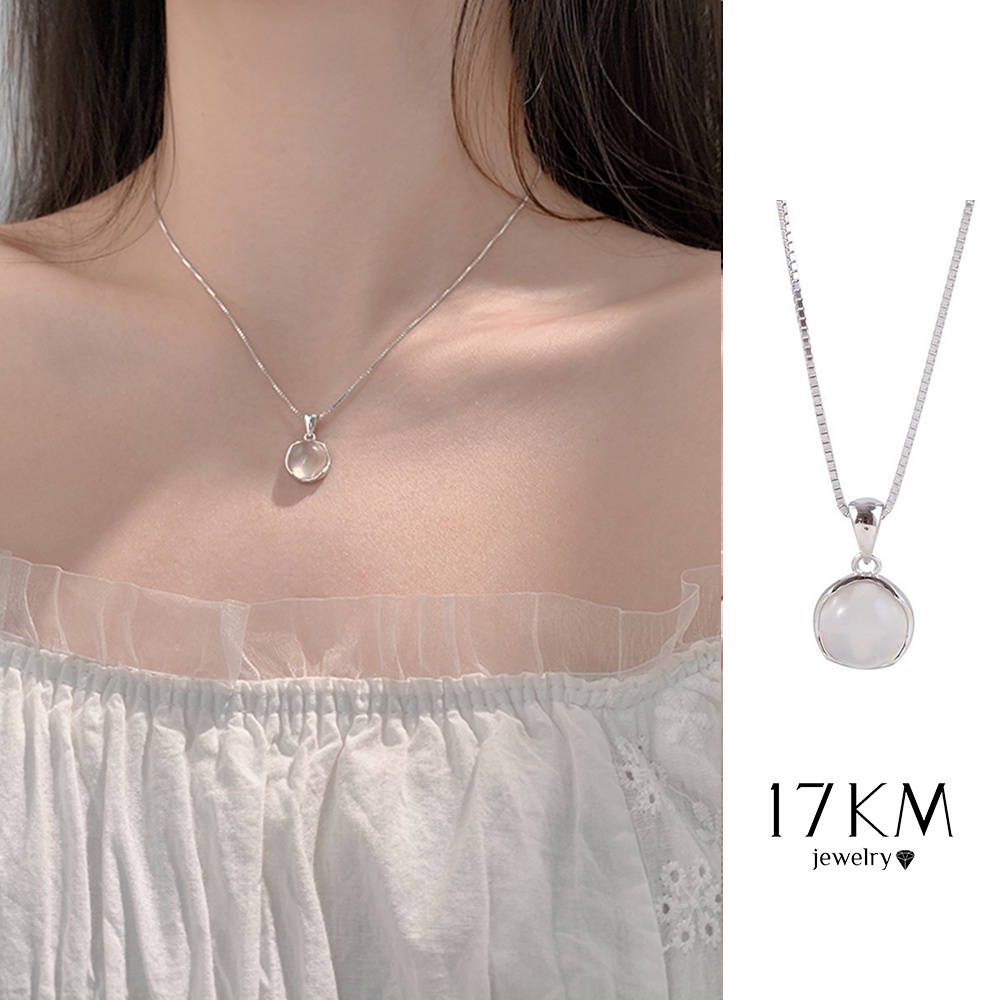 Vòng cổ Choker Bằng Bạc 17KM Mặt Tròn Đơn Giản Có Thể Tháo Rời Cho Nữ