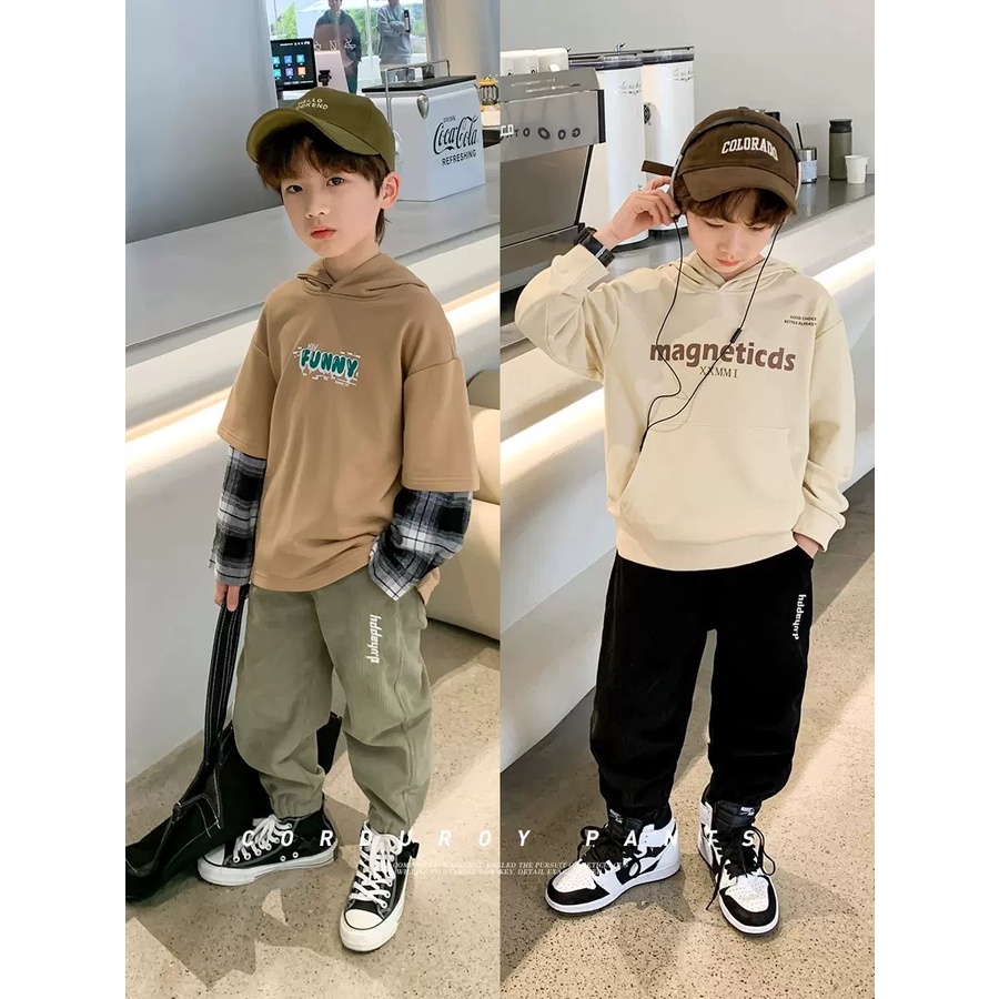 Quần Dài Thể Thao Vải Nhung Thời Trang Xuân 2023 Cá Tính Cho Bé Trai