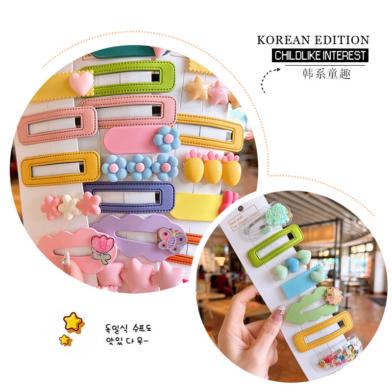 Set 7 / 9 Kẹp Tóc Nhiều Màu Cho Bé Gái