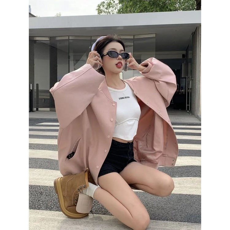 Áo Khoác Bóng Chày Dáng Rộng Thời Trang Xuân Thu Phong Cách Mỹ Hàng Mới Dành Cho Bạn Nữ