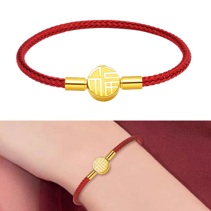 Vòng Tay Đỏ May Mắn 3MM Chống Thấm Nước Phong Cách Trung Hoa Thời Trang Cho Nữ