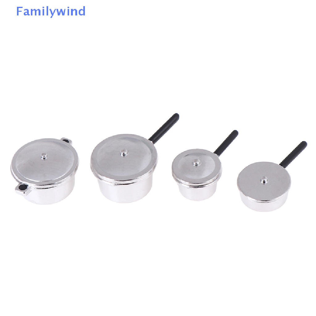Set 4 Mô Hình Nồi Kim Loại Mini 1: 12 Dùng Để Trang Trí Nhà Búp Bê