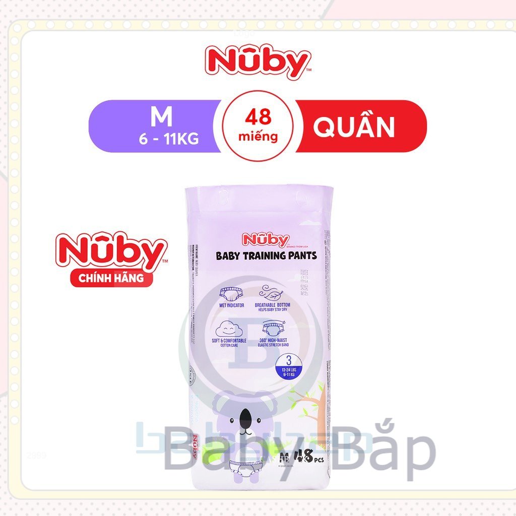 Tã/Bỉm quần Nuby loại mới, chính hãng  M48/L46/XL44