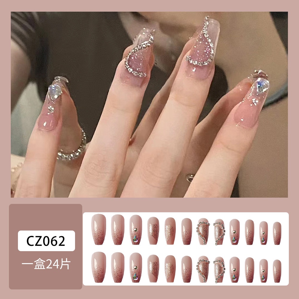 Móng Tay Dạng Chuỗi Dài Mặt Trái Tim Giọt Nước Màu Galaxy Thời Trang Cho Ngày Lễ Tình Nhân