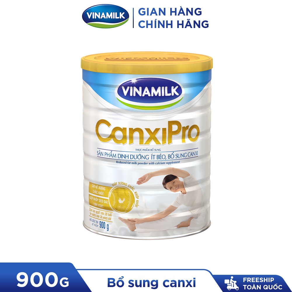 Sữa bột Vinamilk CanxiPro 900g (Hộp thiếc) - Sữa bổ sung Canxi cho người già cao tuổi, Tốt cho xương khớp