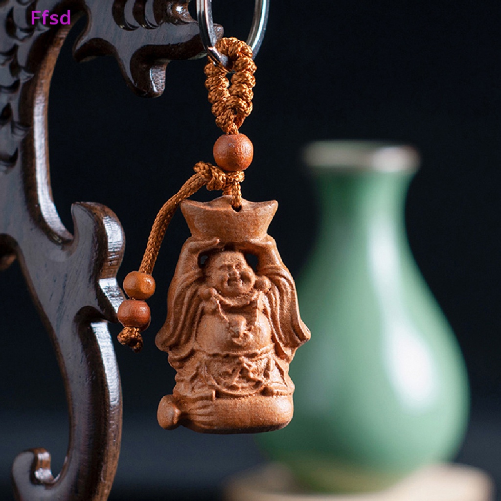 {Ffsd} Mahogany Móc Chìa Khóa Chạm Khắc Ba Chiều Giống Thật Làm Quà Tặng Trang Sức May Mắn Cho Xe Hơi