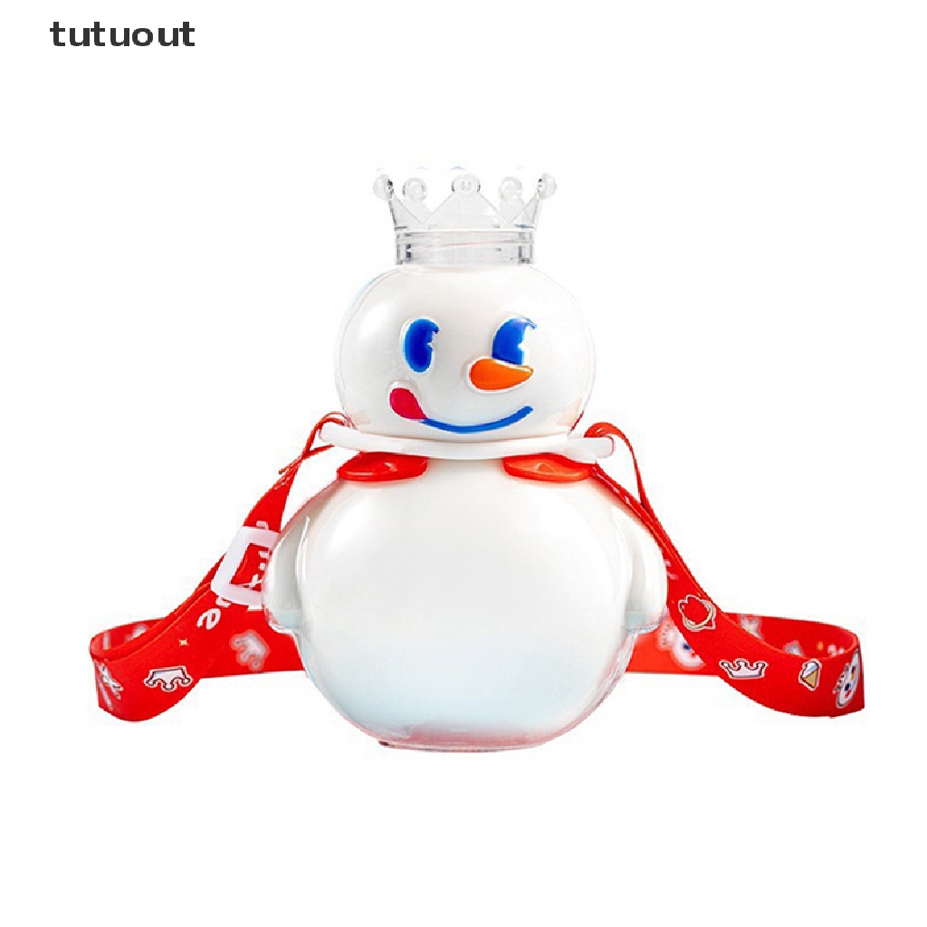 Bình Nước Có Ống Hút Họa Tiết Người Tuyết Hoạt Hình Dễ Thương