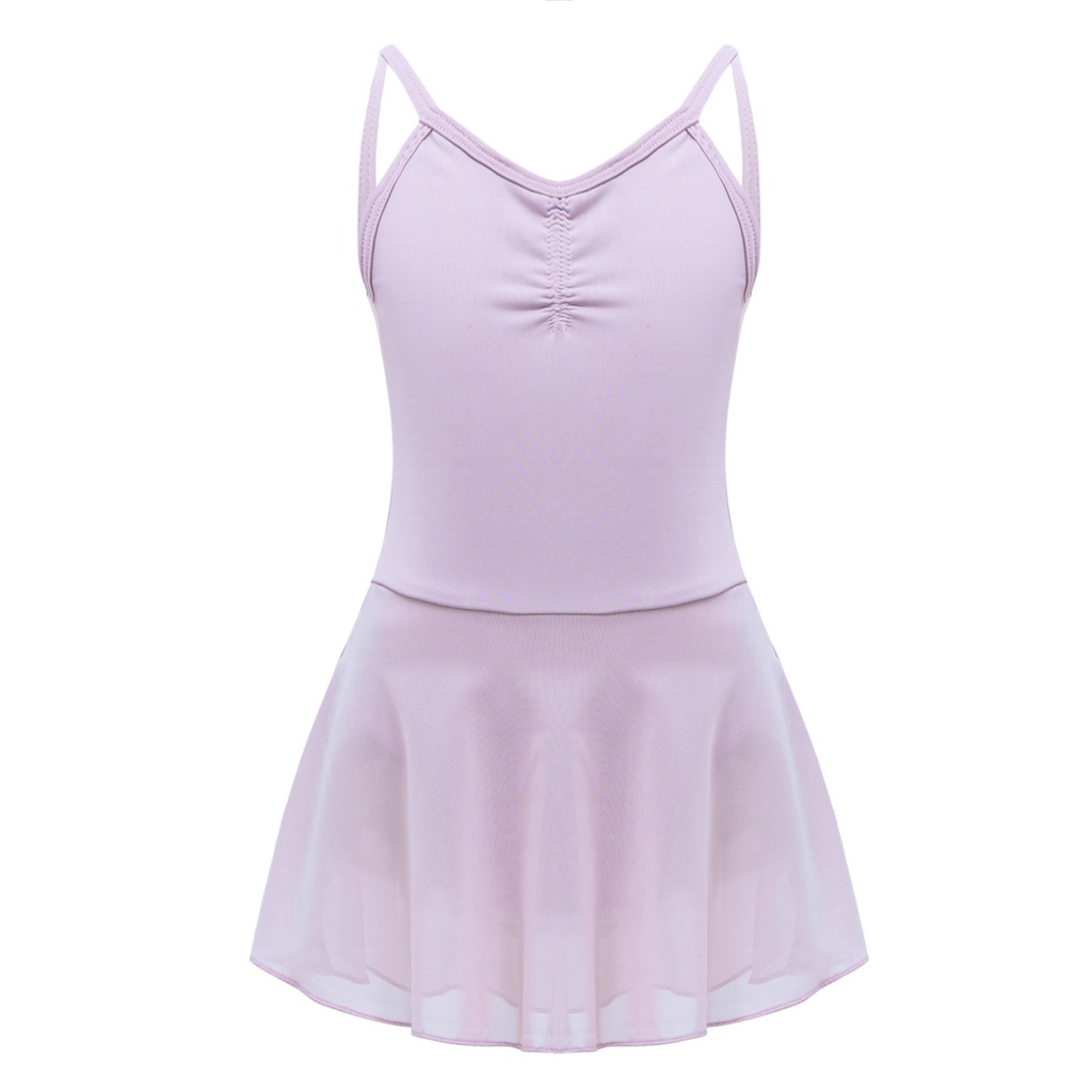 Trẻ Em Bé Gái Khiêu Vũ Quần Áo Suspender V Neckline Ruched Mặt Trước Không Lưng Màu Trơn Kiểm Tra Thể Chất Đầm Ballet Quốc Gia