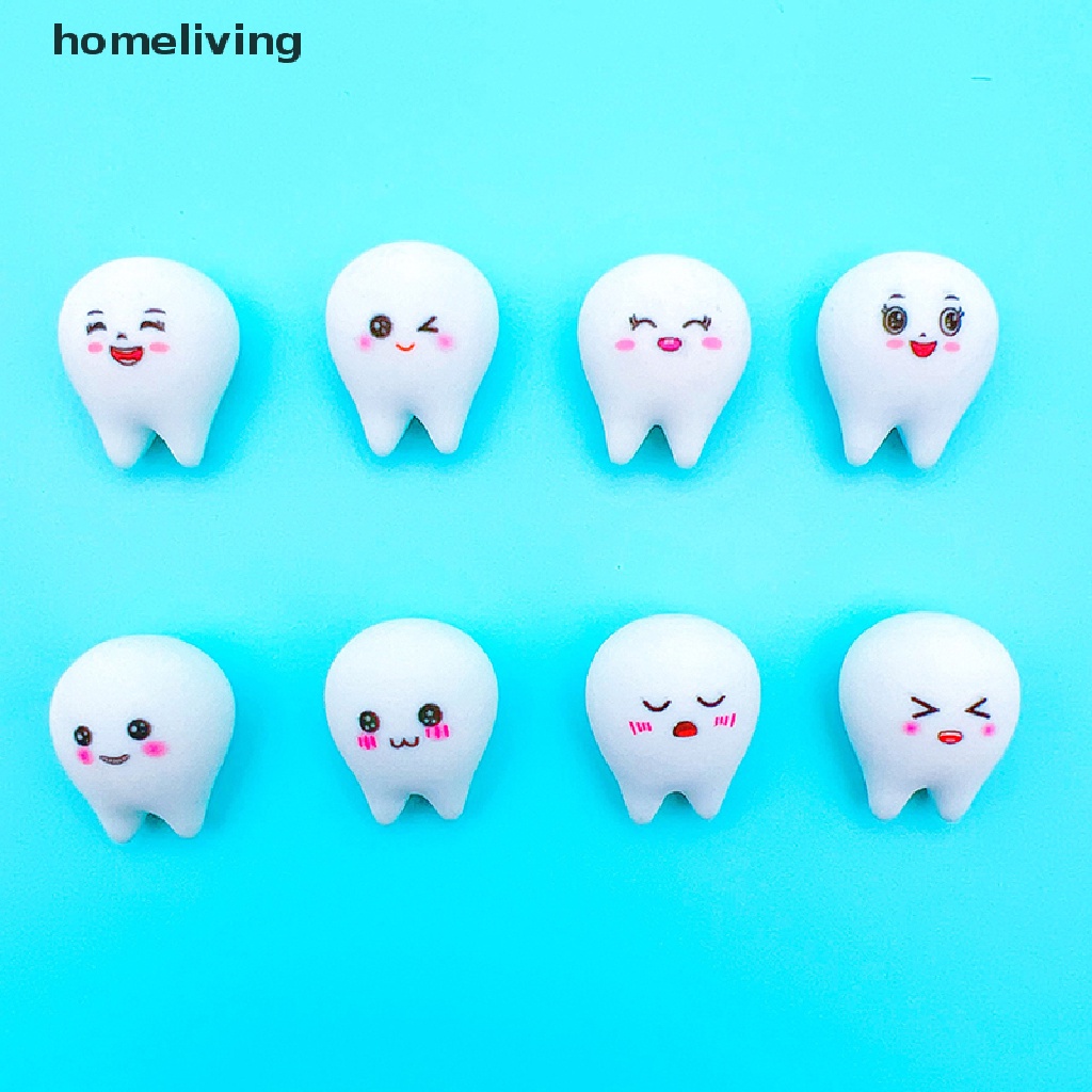 Bộ 2 Đồ Trang Trí Hình Chiếc Răng Biểu Cảm Hoạt Hình Bằng Nhựa Resin Phát Sáng Dễ Thương