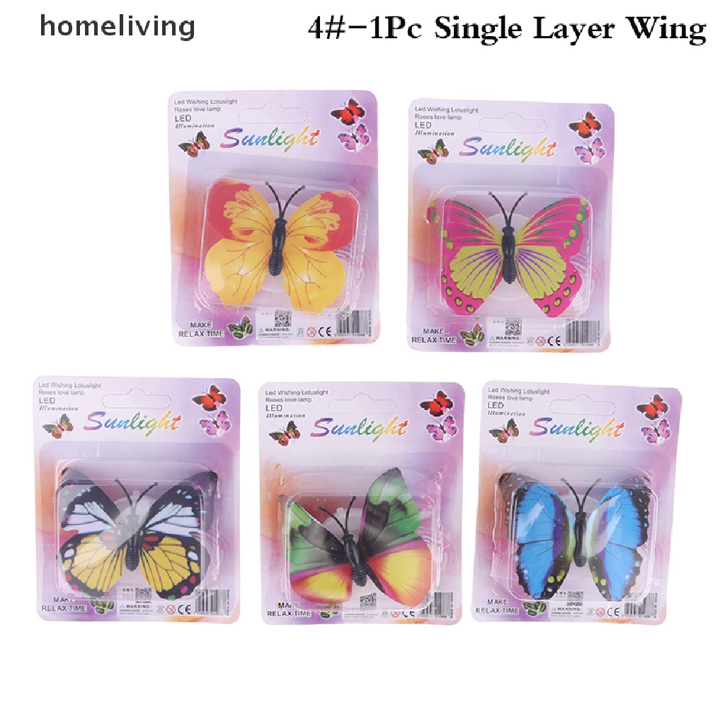 1 Miếng Dán Tường Trang Trí Hình Bướm 3D Nhiều Màu Có Đèn LED DIY