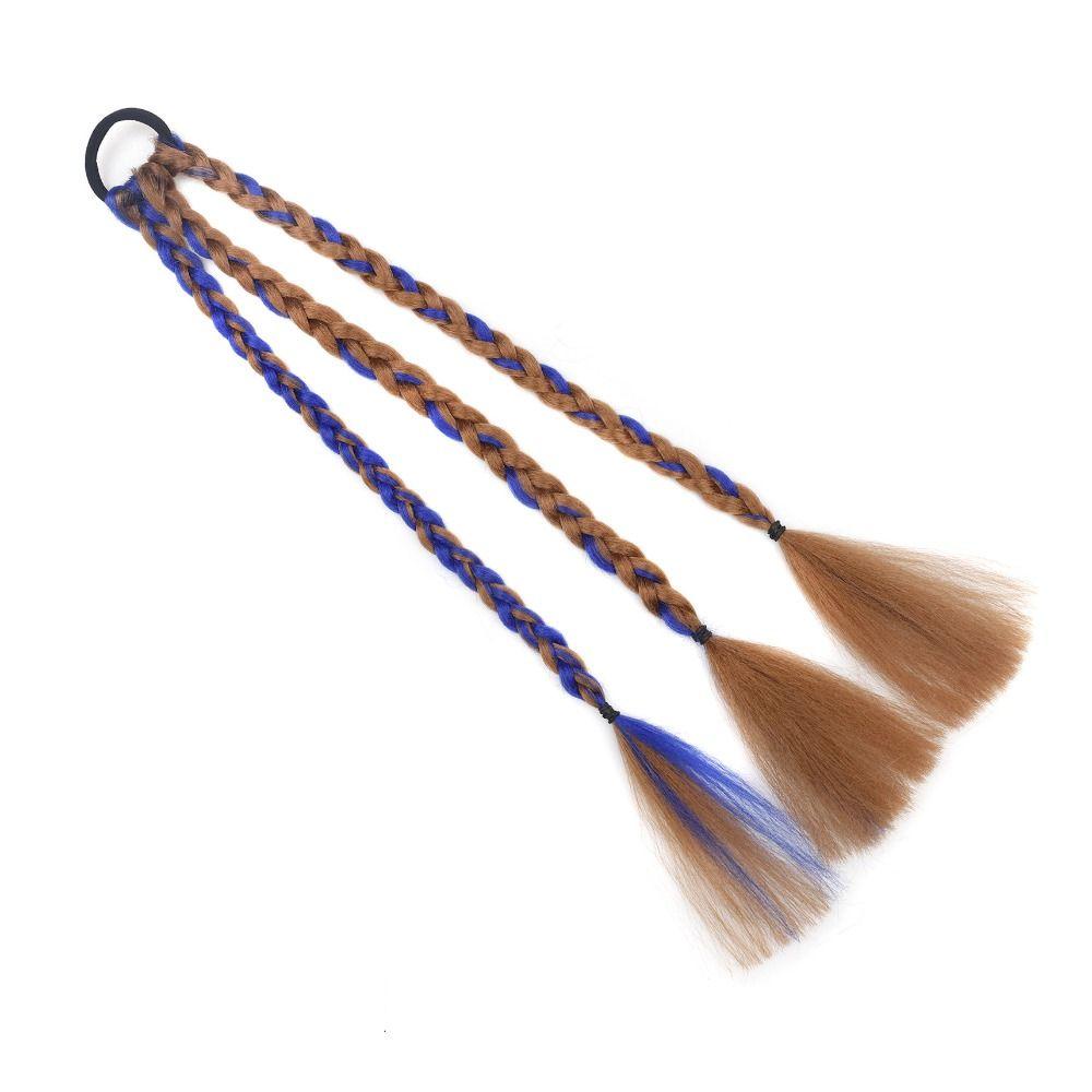 LOMBARD Tóc Giả Thắt Bím Đuôi Ngựa Màu Nâu Đen Kháng Nhiệt Dễ Thương Cho Nữ