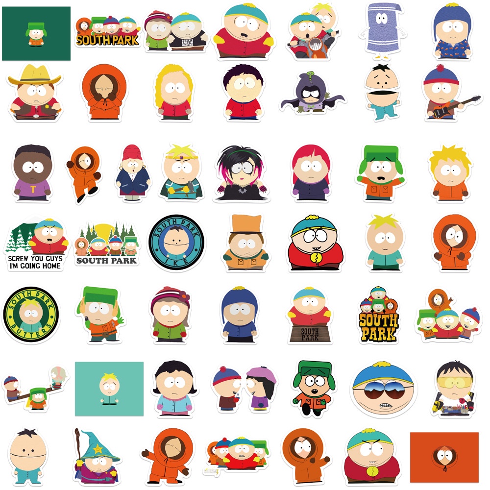 50 Cái / Bộ ❉ Set 04 Miếng Dán Trang Trí Dòng South Park Series 04 ❉ Sticker Dán Tường Chống Thấm Nước Họa Tiết Doodle Hợp Thời Trang