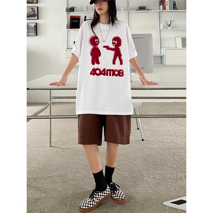 Áo Thun Cotton Ngắn Tay Dáng Rộng In Hình Villa Vui Nhộn Kiểu Mỹ Cho Nam
