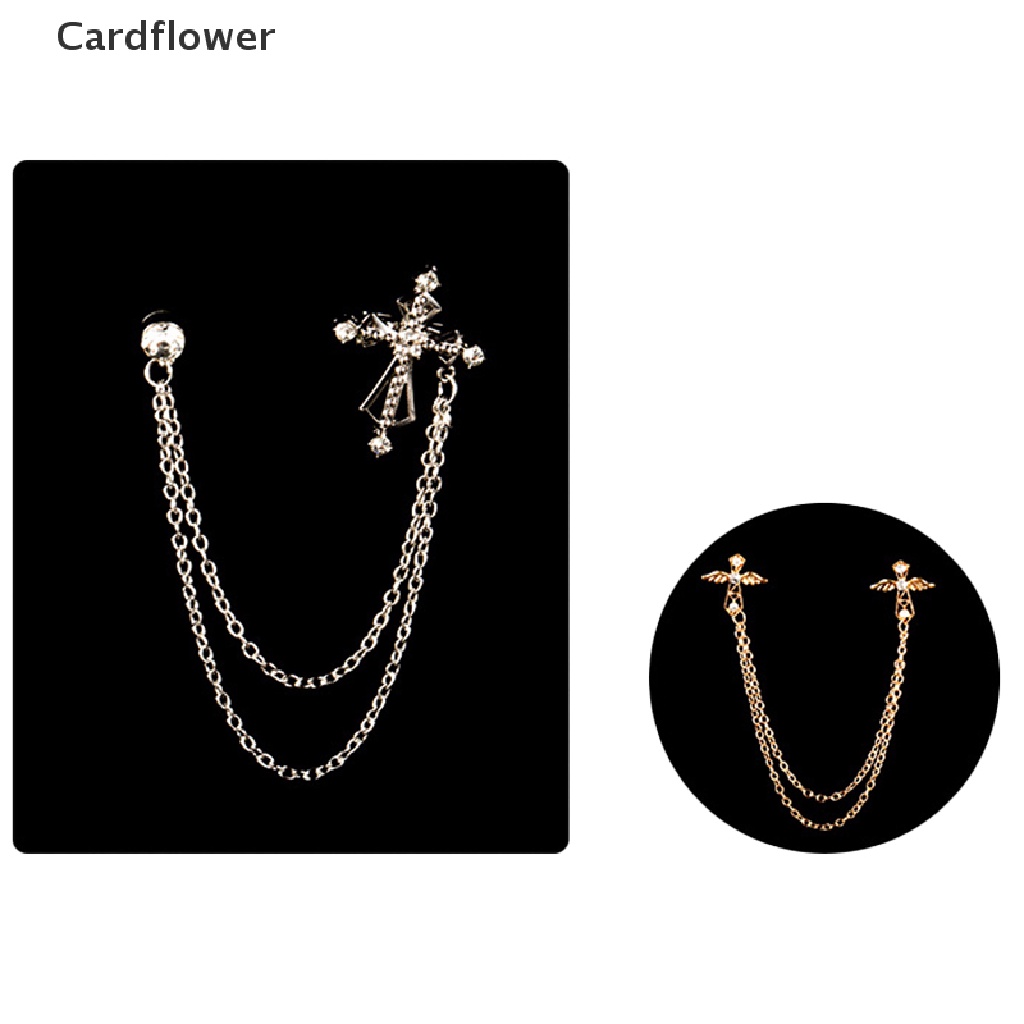 < Cardflower > Trâm Cài Áo Phối Dây Xích Tua Rua Pha Lê Hình Thiên Thần Thời Trang Cho Nam Và Nữ